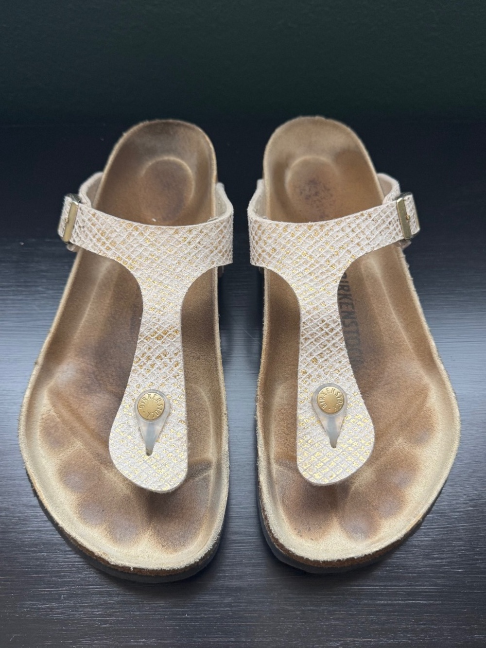 Birkenstock Gizeh - Shiny Python Eggshell - 9US / 40EU